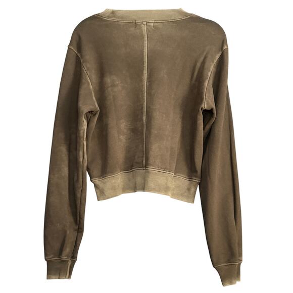 Cotton Citizen's signature Milan Crew Sweatshirt Olive Green Wash Sz Small NWT - Picture 2 of 8